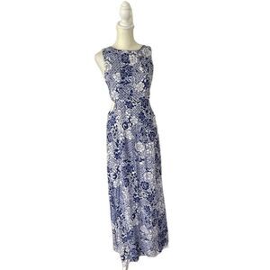 Blue and white Floral maxi with side cutouts size size small